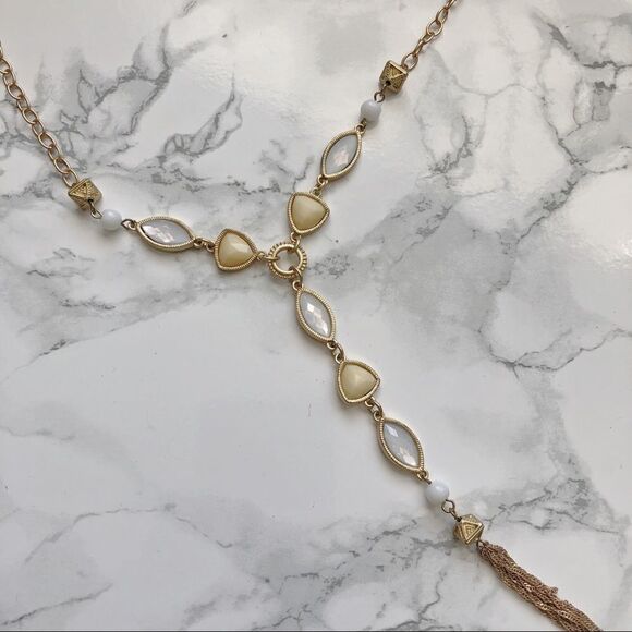 2/$30 Yellow White Gold Chain Necklace Earring Set - Picture 2 of 3